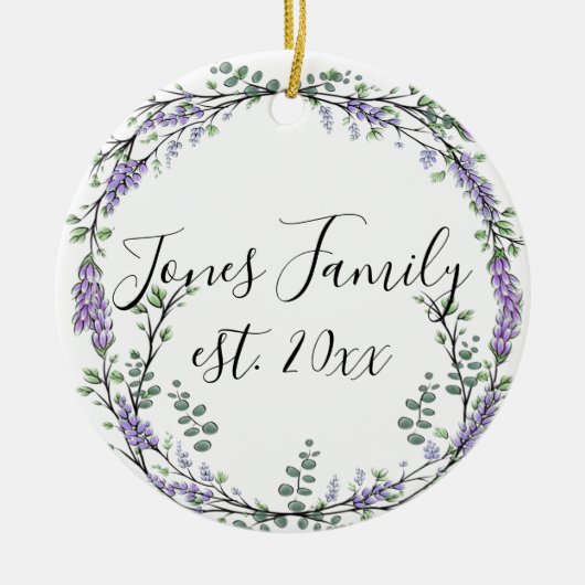 Décoration En Céramique Lavande Eucalyptus violet fleuri botanique (Devant)