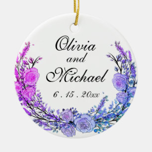 Décoration En Céramique Lavande, Eucalyptus, violet rose roses turquoises