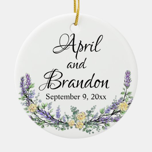 Décoration En Céramique Lavande, roses jaunes et Eucalyptus (Devant)