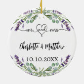 Décoration En Céramique Lavender fleurs noms mrs nouveaux mariés (Dos)