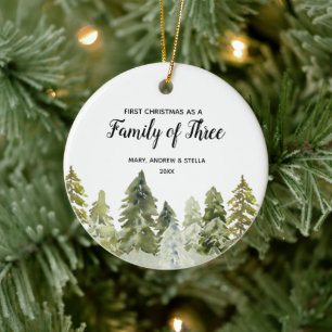 Décoration En Céramique Le 1er Noël des pins en famille de trois