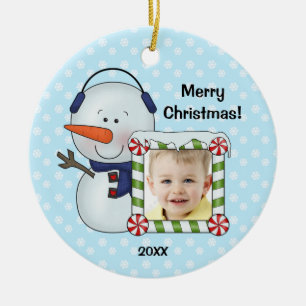 Décoration En Céramique Le bonhomme de neige badine la photo de Noël