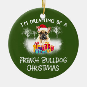 Décoration En Céramique Le Chien-taureau français de Noël