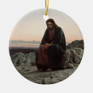 Décoration En Céramique Le Christ dans le désert (par Ivan Kramskoi)