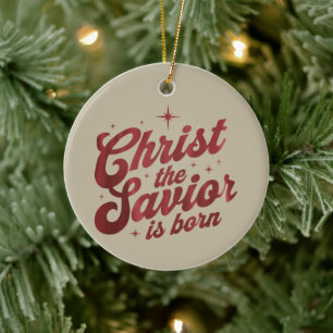 Décoration En Céramique Le Christ Sauveur Est Né Noël Chrétien