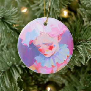 Décoration En Céramique Le clown rose solitaire