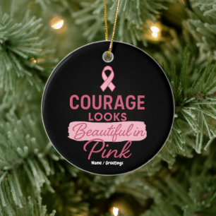 Décoration En Céramique Le courage est beau en rose Cancer du sein 