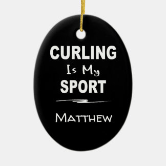 Décoration En Céramique Le curling est mon sport ovale