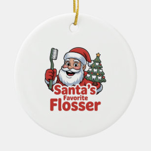 Décoration En Céramique Le Flosser préféré du Père Noël Noël Dentaire Dent