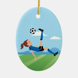 Décoration En Céramique Le footballeur de la fille personnalisé