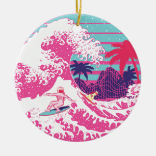 Décoration En Céramique Le grand surf rose
