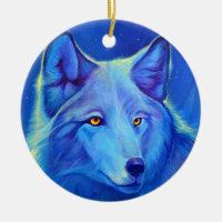 Le loup personnalisé ornemente des loups de bleu