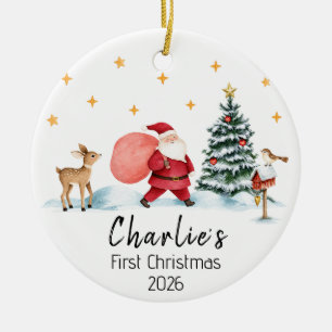 Décoration En Céramique Le nom de Santa pour le premier Noël de bébé et l'