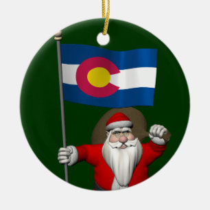 Décoration En Céramique Le Père Noël Avec L'Enseigne Du Colorado