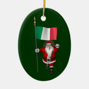 Décoration En Céramique Le Père Noël Avec L'Ensigne D'Italie