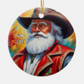 Décoration En Céramique Le Père Noël dans un Cowboy Noël Casquette (Devant)