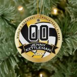 Décoration En Céramique Le plus grand joueur de volley-ball du monde - Jau<br><div class="desc">🥇 UN DESIGN D'ART ORIGINAL DE DROIT D'AUTEUR DE Donna Siegrist SEULEMENT DISPONIBLE SUR ZAZZLE! do-it-yourself Volleyball Sport Player ornement de Noël prêt pour vous à personnaliser. Présenté dans une couleur orange, noir et or prêt à vous pour ajouter votre numéro, année et nom et dire si vous avez besoin...</div>