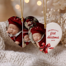 Le premier Noël de bébé 4 Photo Aquarelle Nœud Rou