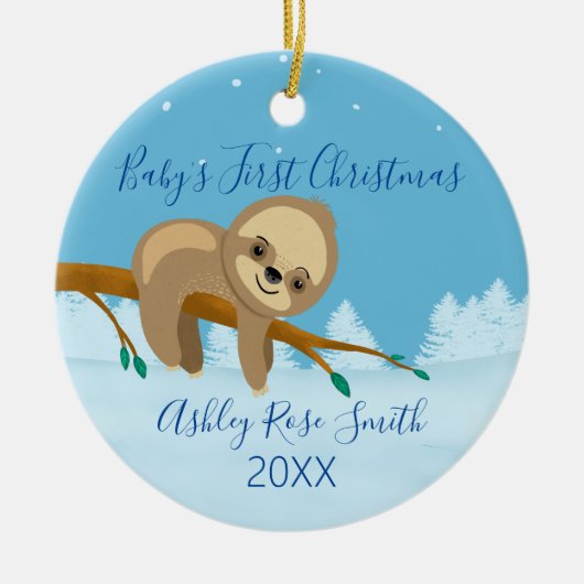 Décoration En Céramique Le premier Noël de bébé mignon hiver doux (Devant)