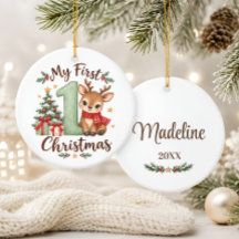 Le premier Noël de bébé Renne Vert Sauge