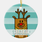 Décoration En Céramique Le premier Noël du Bébé du Cerf mignon (Devant)