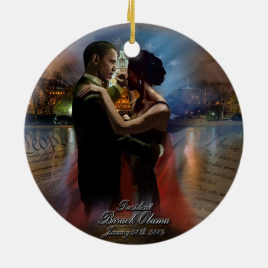 Décoration En Céramique Le Président Obama Inauguration (Dos)