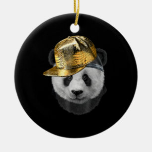 Décoration En Céramique Le Rapper Géant Panda En Casquette Hip hop