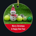 Décoration En Céramique Le Tennis Ball et le Père Noël<br><div class="desc">Bal de tennis et le Père Noël pour l'ornement de la céramique de Noël</div>