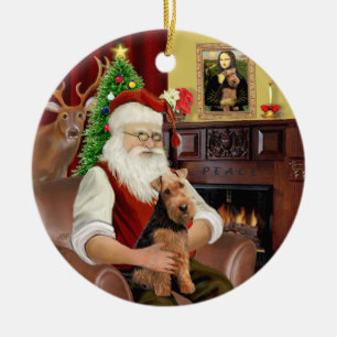 Décoration En Céramique Le Terrier gallois du Père Noël