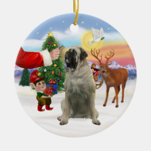 Décoration En Céramique Le Traitement de Père Noël - Bouledogue Anglais