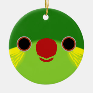 Décoration En Céramique Le visage d'une loriette à flanc rouge