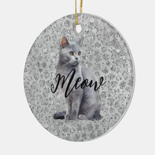 Décoration En Céramique Leopard Grey Meow Kitty Chat (Gauche)