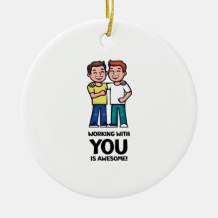 Décoration En Céramique Les amis du travail - Deux hommes Classique