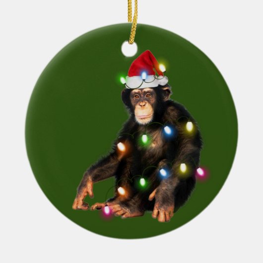 Décoration En Céramique Les Chimpanzés illuminés par les Casquettes Noël (Devant)