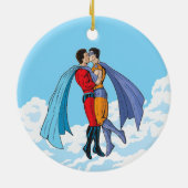 Décoration En Céramique Les deux superhéros de SlipperyJoe embrassant un v (Dos)