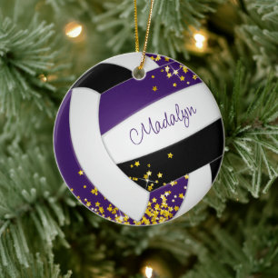 Décoration En Céramique les filles violet volley-ball noir avec de minuscu