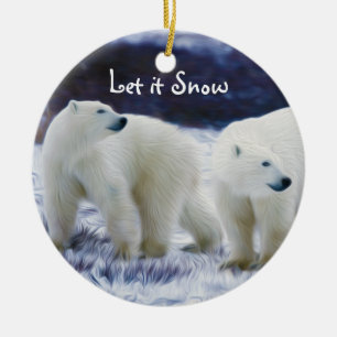 Décoration En Céramique Les ours polaires se laissent neiger