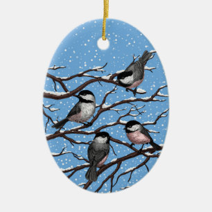 Décoration En Céramique Les poulets en hiver