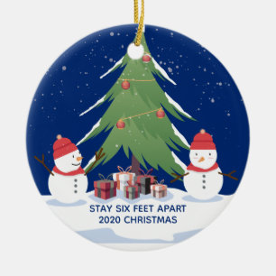 Décoration En Céramique Les Snowmen De Noël Restent 2 Pieds À L'Abri