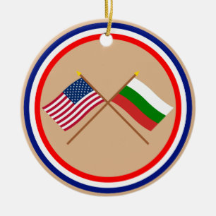 Décoration En Céramique Les USA et drapeaux croisés par Bulgarie