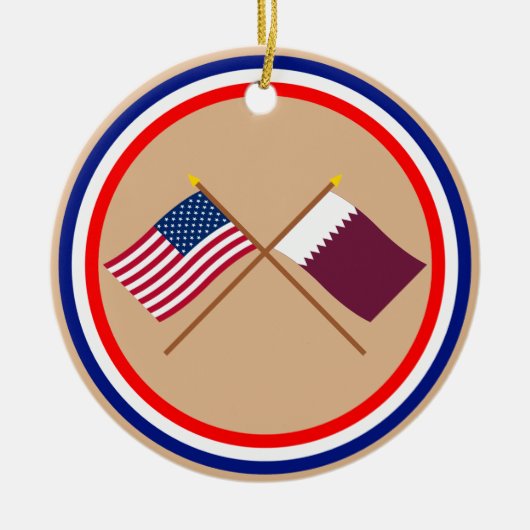 Décoration En Céramique Les USA et drapeaux croisés par Qatar (Devant)