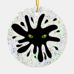 Décoration En Céramique Les yeux de chat regardent un Noël Black Blob