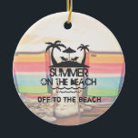 Décoration En Céramique L'été sur la plage | Personnalisé<br><div class="desc">Belle Plage d'été Vacances design. Belle plage, vagues de l'océan, transats colorés et un badge d'été avec palmiers, parasol, vagues et été sur le texte de la plage. Personnalisez en modifiant ou en supprimant le texte. Vous pouvez également modifier l'image de l'arrière - plan avec l'une de vos photos préférées...</div>