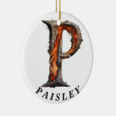 Décoration En Céramique LETTRE citrouille Halloween Nom P MONogramme Flora (Droite)