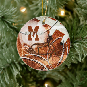Décoration En Céramique lettre de cadeaux sportifs varisity monogramme foo