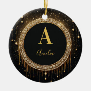 Décoration En Céramique Lettre de monogramme personnalisée en paillettes n