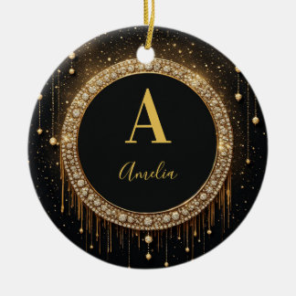 Décoration En Céramique Lettre de monogramme personnalisée en paillettes n