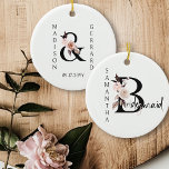 Décoration En Céramique Lettre florale de Bridesmaid Keepsaké Boho<br><div class="desc">Un ornement pour personnaliser votre femme de ménage. Bridesmaid est écrit à l'aide de lettres florales boho neutres et d'écriture manuscrite. Vous pouvez également ajouter le nom de la mariée et du marié ainsi que la date de leur mariage, qui encadre une esperluette fleurie de coordination. Bel cadeau de mariage...</div>