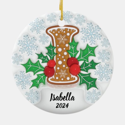 Décoration En Céramique Lettre I Nom personnalisé Noël (Dos)