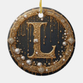 Décoration En Céramique Lettre initiale de monogramme doré L (Dos)